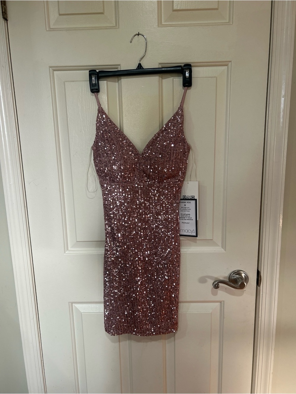 Sequin Spaghetti Strap Mini Dress - Rose Pink